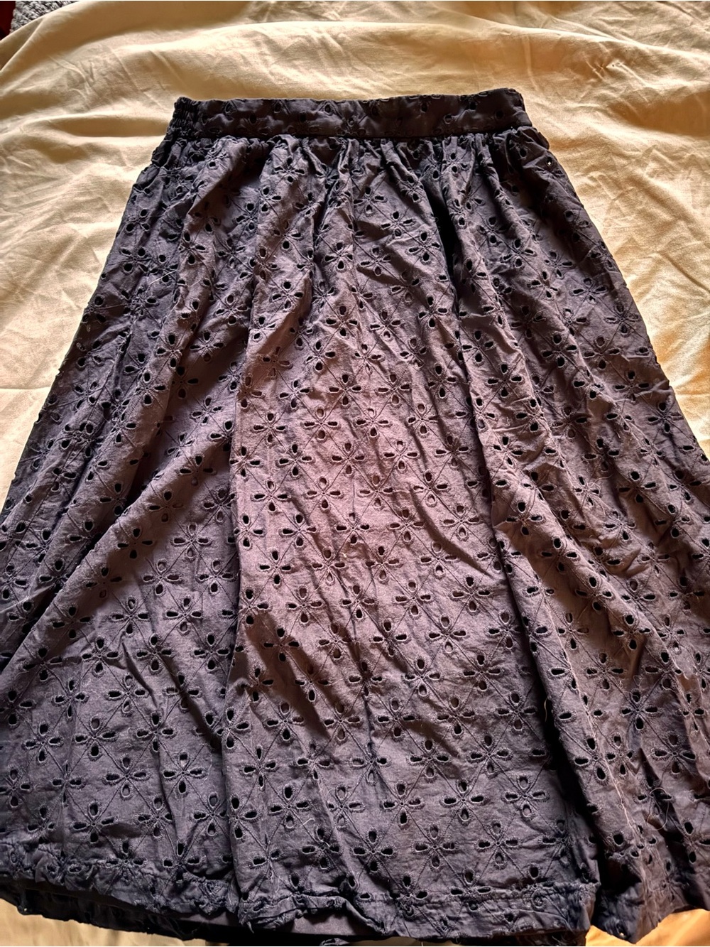 Nine West Black Eyelet A-Line Midi Skirt